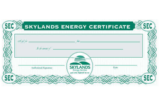 skylands energy gift certificate