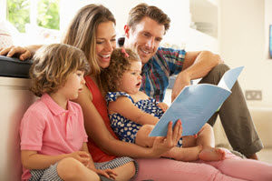 family enjoying air conditioning on hot summer day