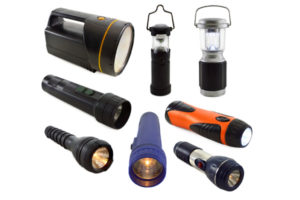 flashlights depicting power outage safety tips