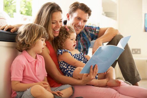 happy family with ductless mini-split system