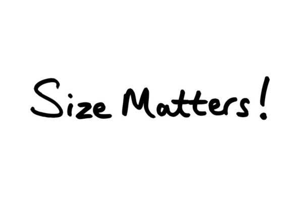 size matters handwritten on white background depicting bigger is not better