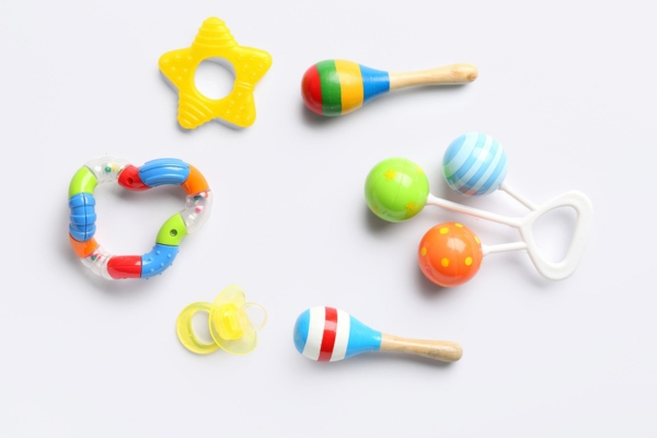 different baby rattles depicting rattling sound of air conditioner