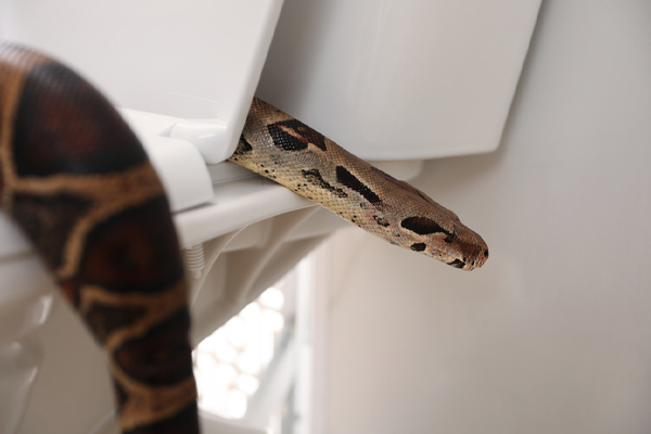 snake coming up the toilet