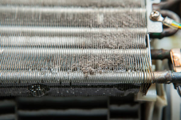 image of dirt on heat pump coils