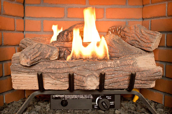 image of an inefficient gas fireplace