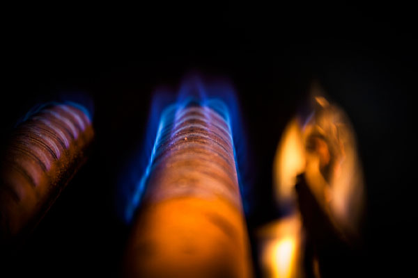 image of a blue furnace flame