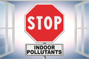 image of a stop sign with indoor air pollutants