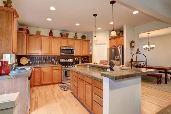 image of kitchen lights depicting lights flickering when ac  unit turns on