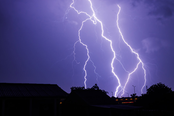 image of an electrical storm depicting hvac surge protection