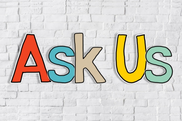 Ask Us spelled using cutout colored letters depicting FAQs about whole-home dehumidifier