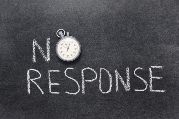 no response written on a chalkboard depicting oil furnace Reset Button