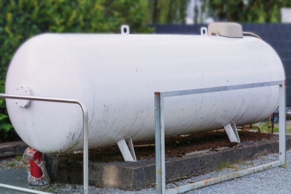 propane tank in the garden for generator fuel