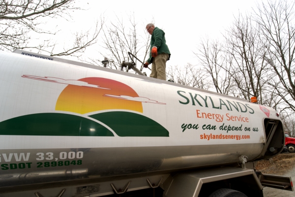 Skylands Energy Service heating oil truck and delivery staff
