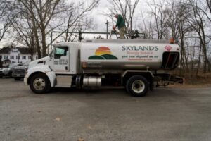 Skylands Energy Service heating oil delivery truck and staff