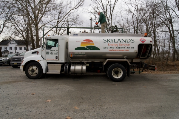 Skylands Energy Service heating oil delivery truck and staff