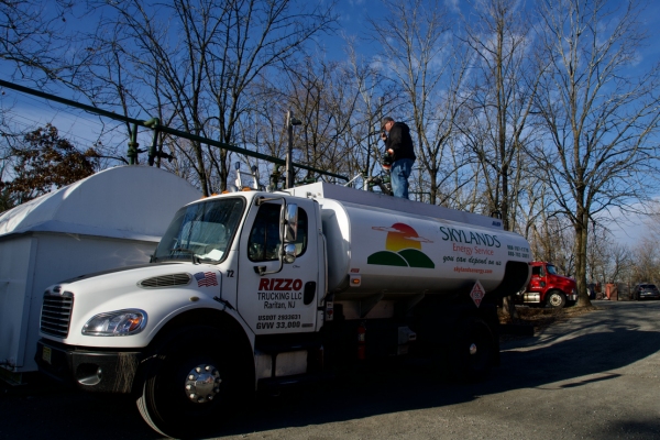 Skylands Energy Service heating oil delivery truck and staff