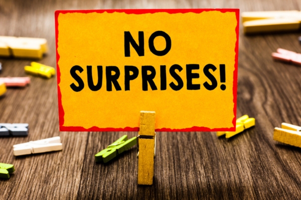 no surprises written on a mini paper on a clip depicting Predictable Pricing of heating oil