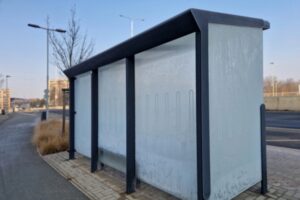modern enclosed bus stop