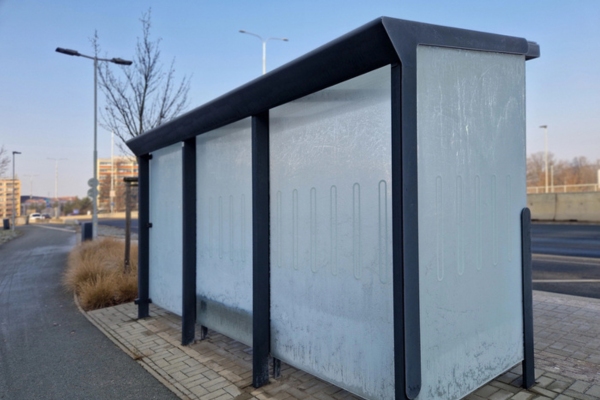 modern enclosed bus stop